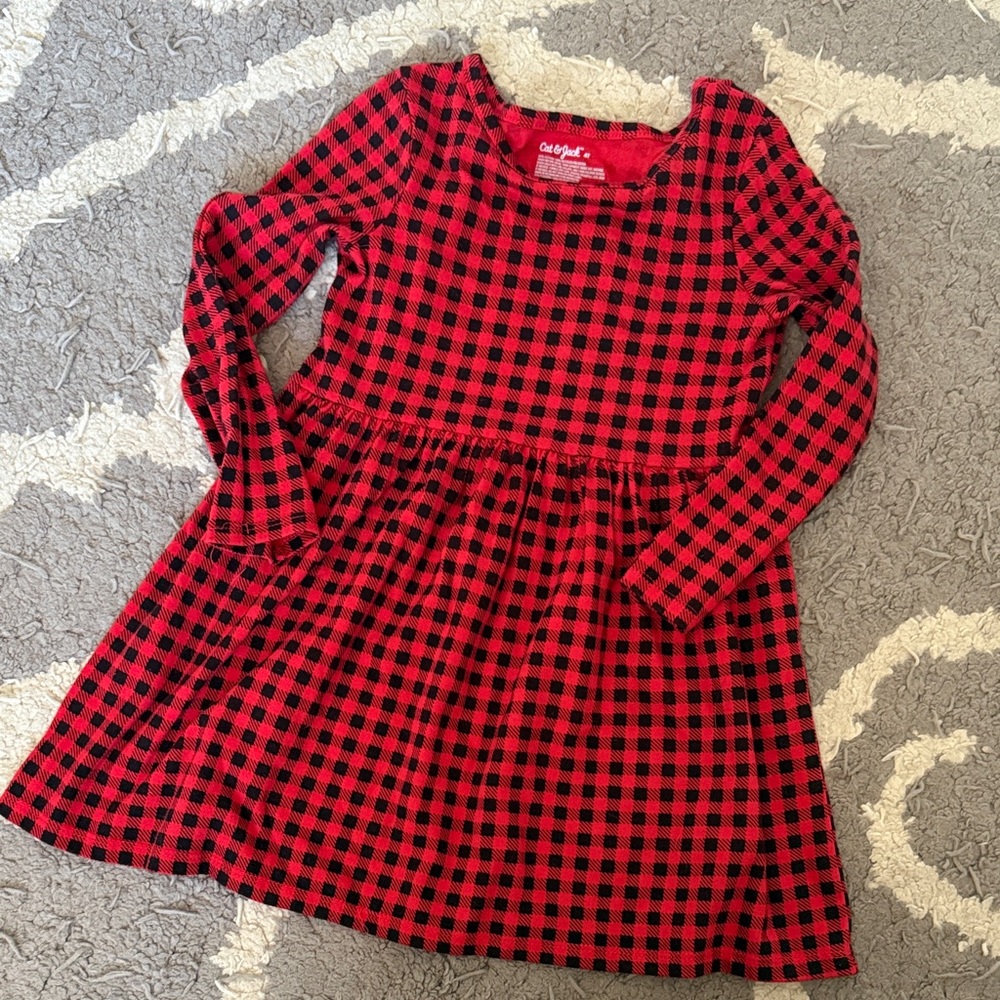 Cat & Jack Red and Black Plaid Kids Dress